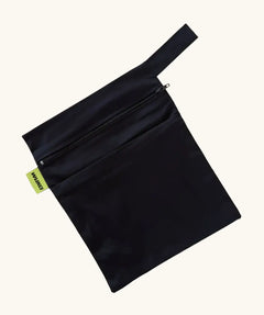 Wuka two pocket waterproof changing bag in black with 2 zipped compartment and a carry loop