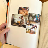 A page from the Zaitoun Palestinian Cookbook by activist and author Yasmin Khan. The images inside show Palestinians making traditional food.