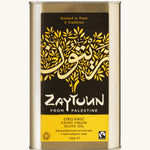 Zaytoun Extra Virgin Organic, Fairtrade & Cold Pressed Olive Oil in a 
 1 Litre tin.