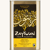 Zaytoun Extra Virgin Organic, Fairtrade & Cold Pressed Olive Oil in a 
 1 Litre tin.