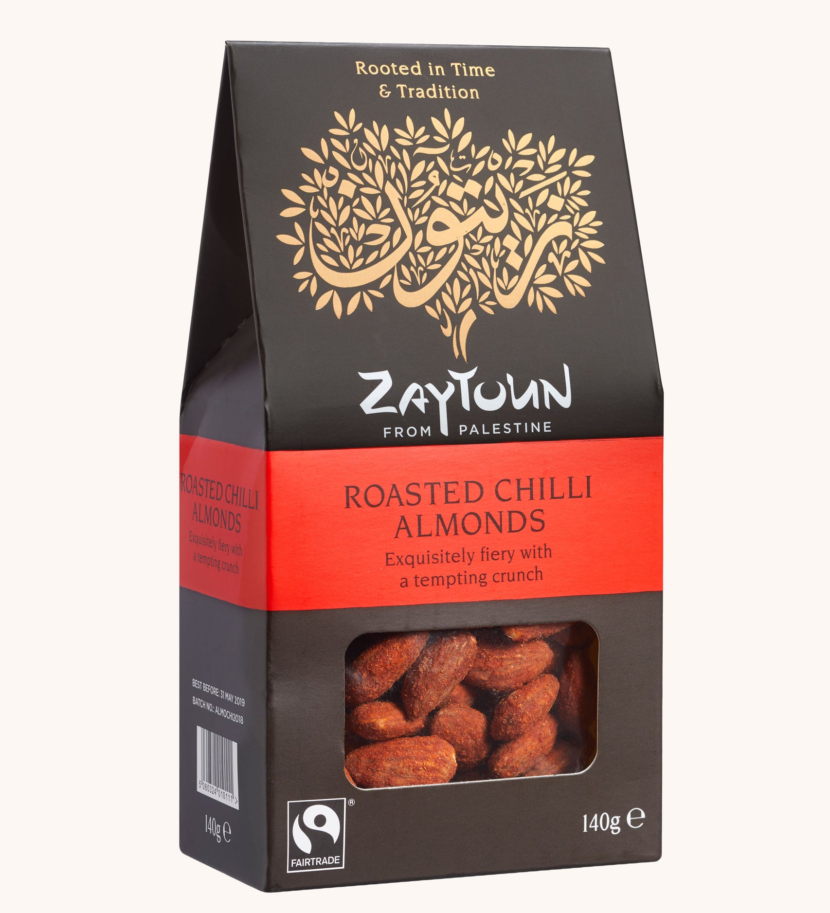 Zaytoun Fairtrade Palestinian roasted chilli Almonds. We are proud stockists of Zaytoun olive oil and produce here at Babipur. 