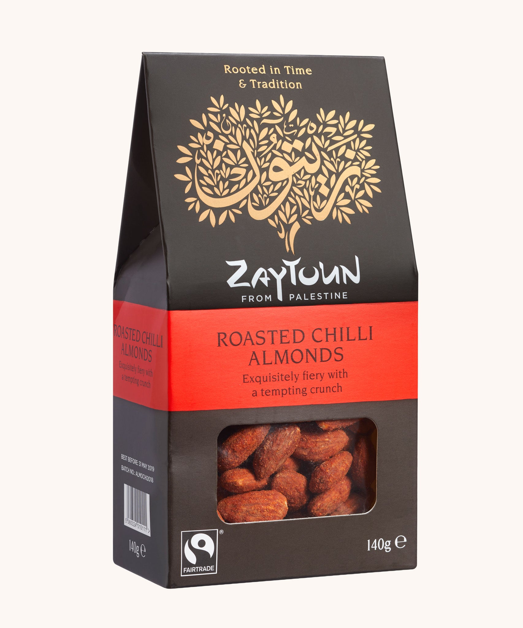 Zaytoun Fairtrade Palestinian roasted chilli Almonds. We are proud stockists of Zaytoun olive oil and produce here at Babipur. 