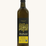 A 750ml bottle of Zaytoun Organic Extra Virgin Olive Oil on a plain backgroun.d 
