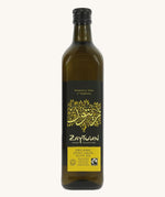A 750ml bottle of Zaytoun Organic Extra Virgin Olive Oil on a plain backgroun.d 